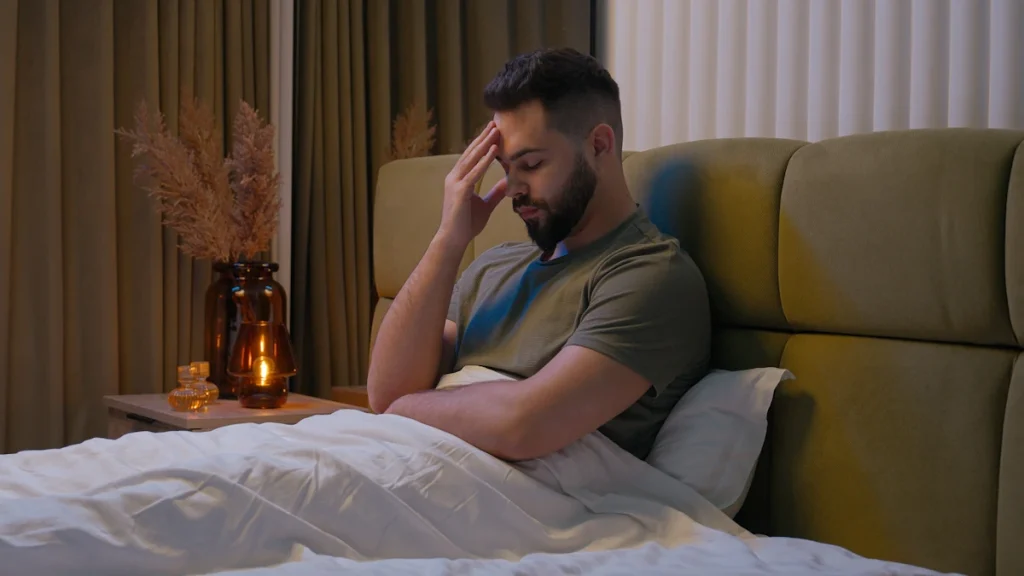 Un homme triste dans son lit