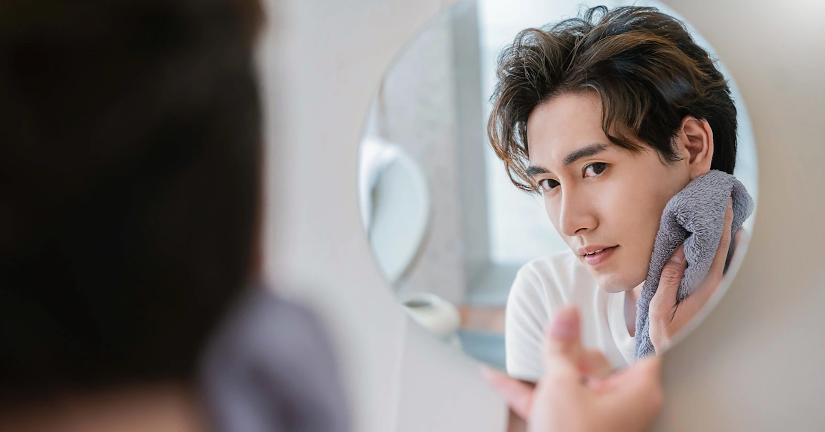 Un homme qui se regarde dans un miroir
